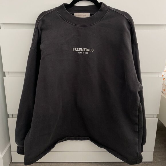 FEAR OF GOD ESSENTIALS Black Relaxed Crewneck Sweatshirt Women's Size S - Picture 2 of 3